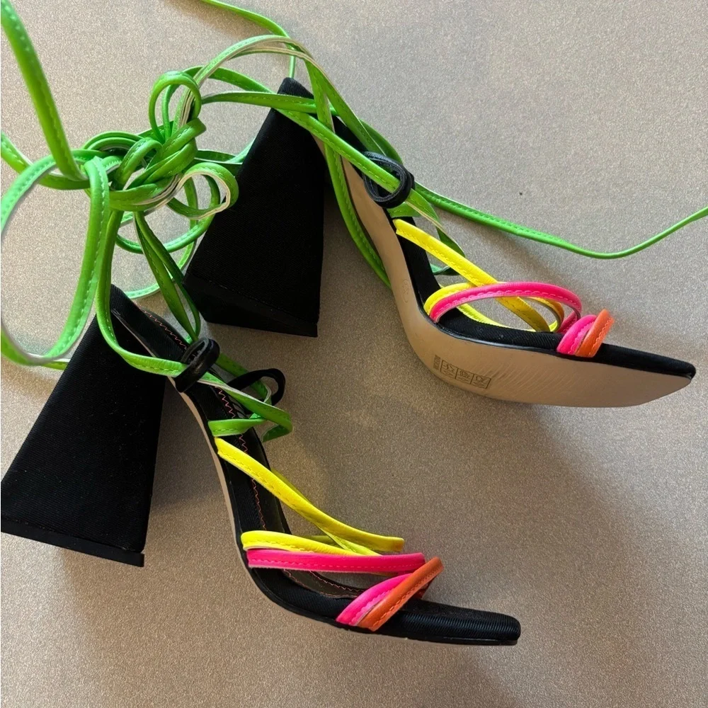 Lot of 3 Retro 70s Neon Funky Heel Shoes